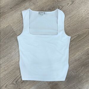 Madden Girl White Square Neck Tank Top Sleeveless Stretchy Basic Size M